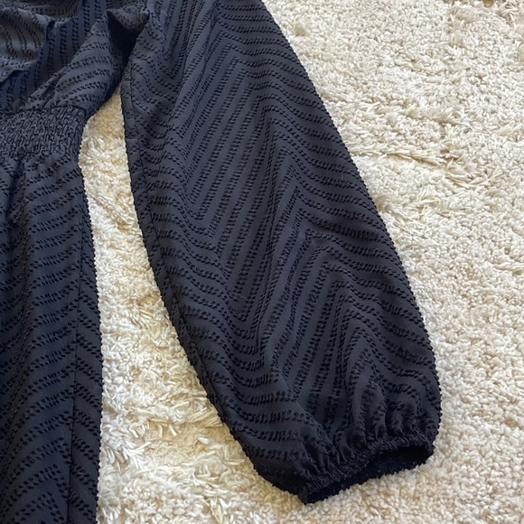 Zara Black Textured Midi Dress Size Medium - Picture 5 of 13